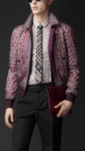 BURBERRY PRORSUM RARE RUNWAY GEOMETRIC BOMBER JACKET ITALY SIZE 50 / 40