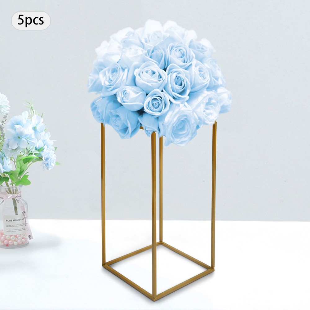 5pcs Gold Wedding Flower Stand Column for Table, Home Party Wedding Stage Decor
