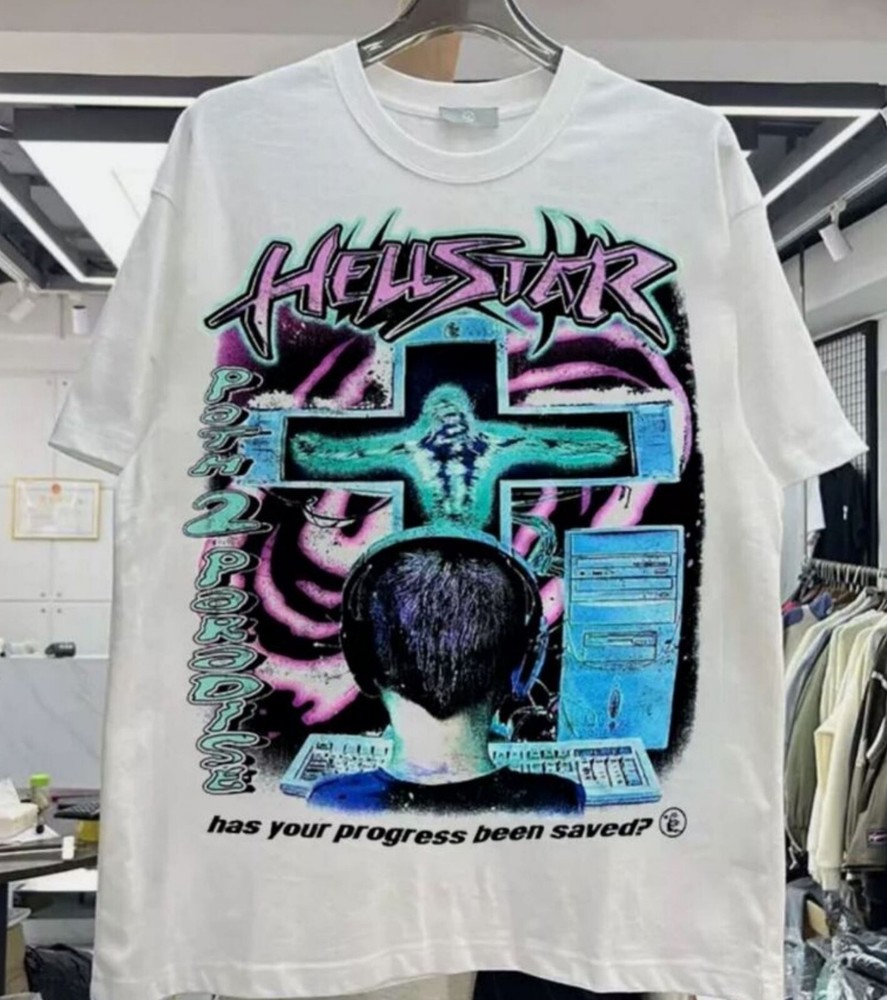 Hellstar retro white graphic unisex tee for men and women