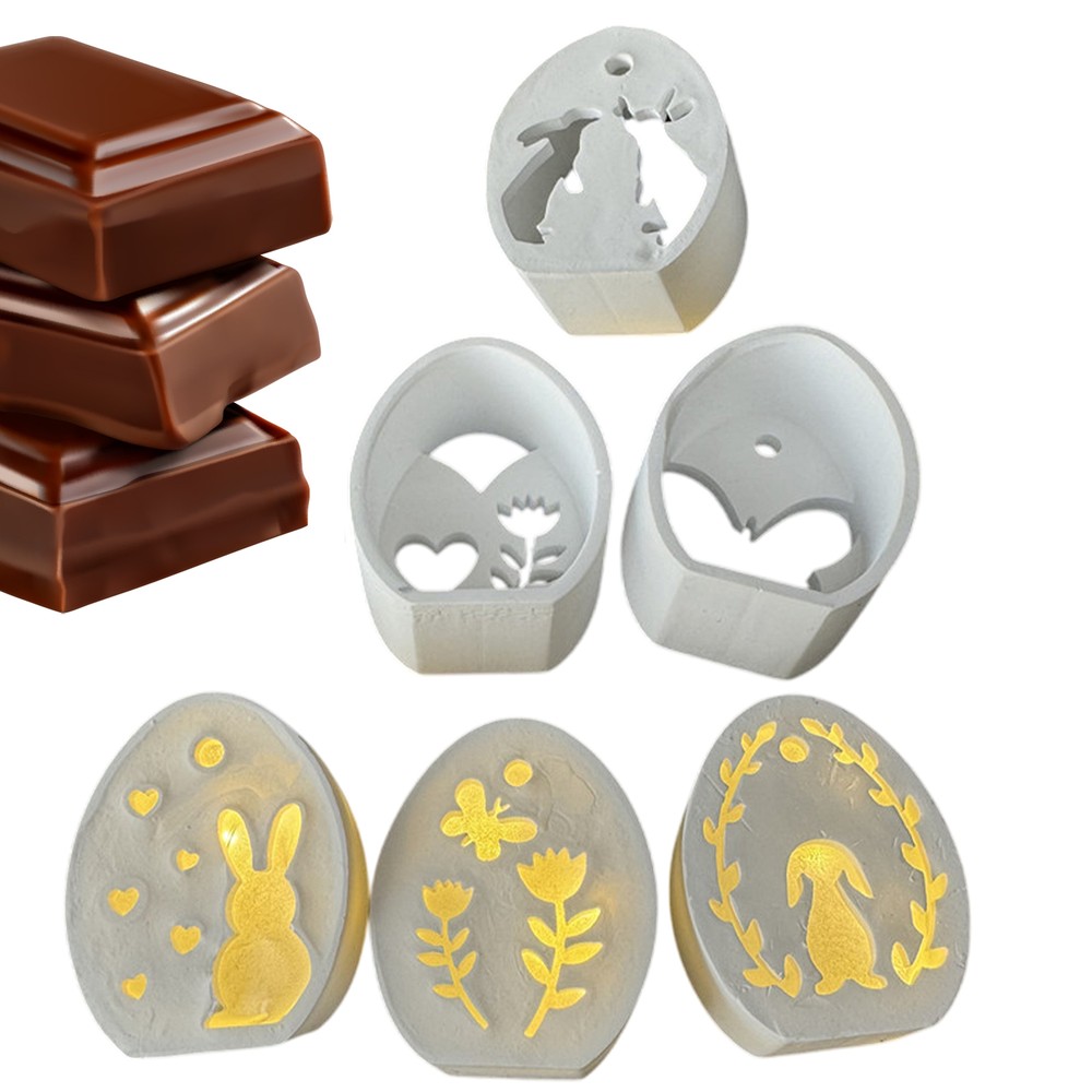 Easter Silicone Molds 6-Cavity Easter Egg Rabbit Silhouette Silicone Mold