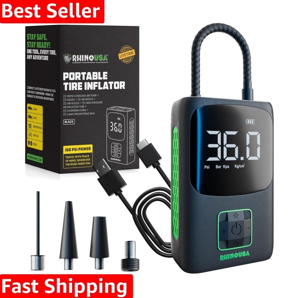 Tire Inflator Portable Air Compressor 150 PSI Upgraded Air Pump for Car Tires...