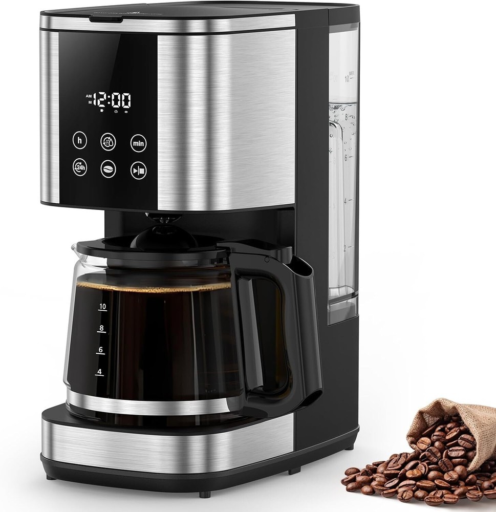 Touch Screen Drip Coffee Maker with Custom Strength & Energy Saving Features