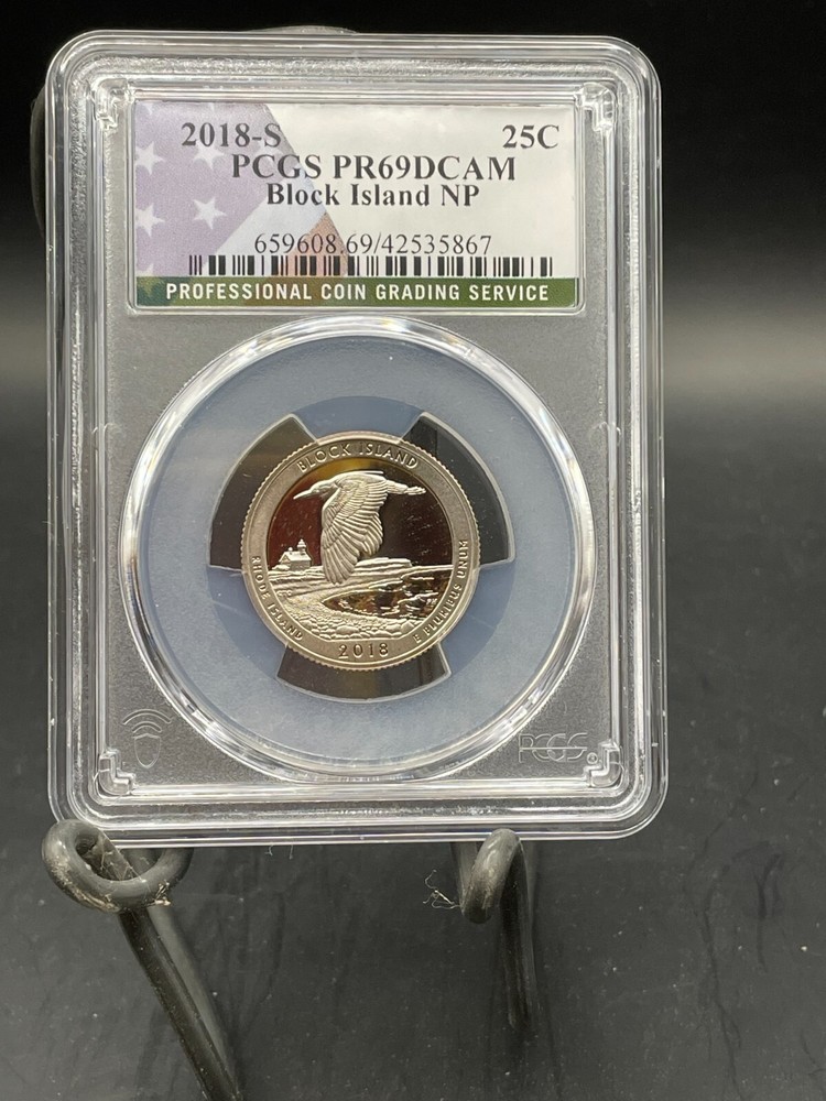 2018-S 25c Clad Block Island NP ATB Quarter PCGS PR-69DCAM