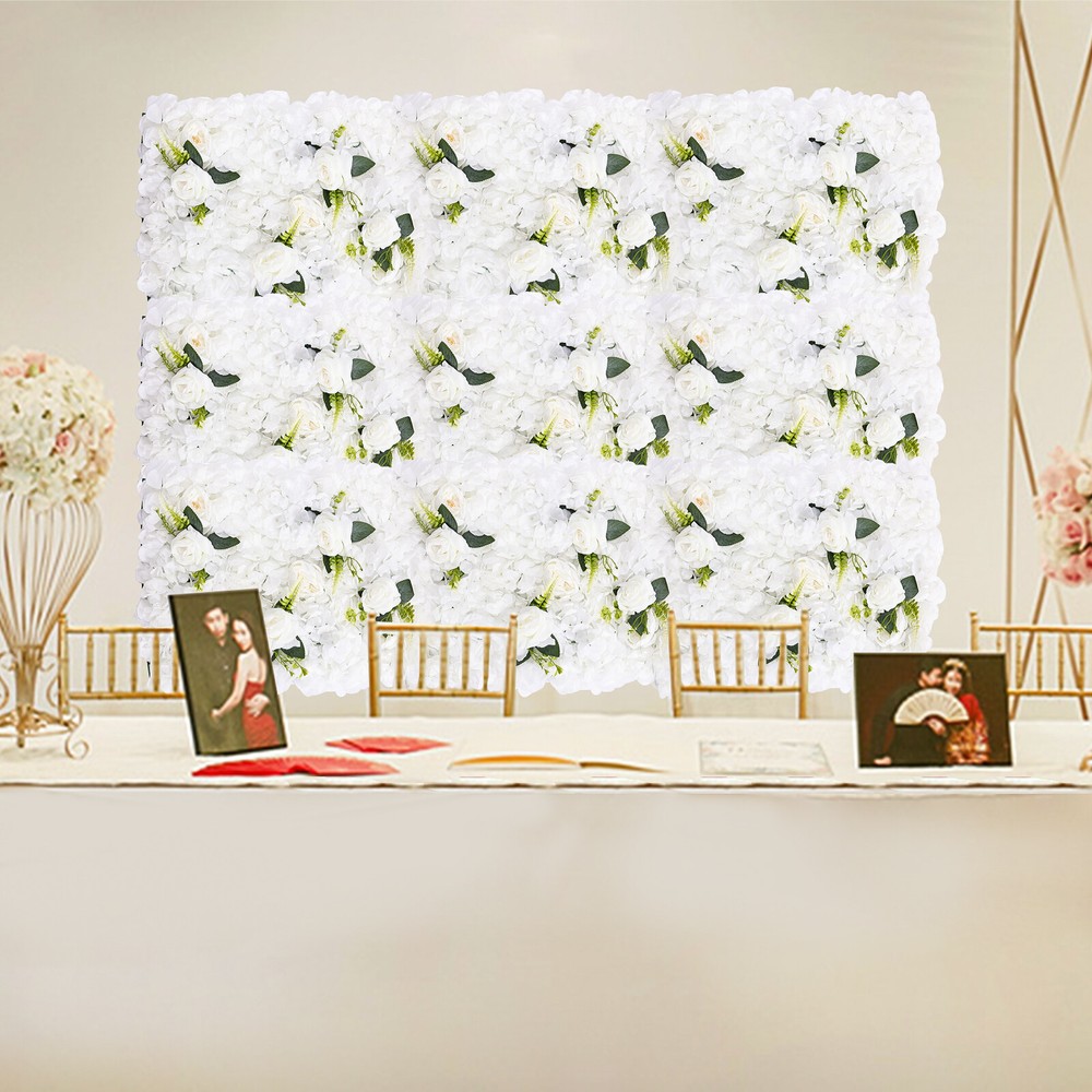 6 Pcs Artificial Wedding Silk Flower Wall Decor Background Rose Floral Panels