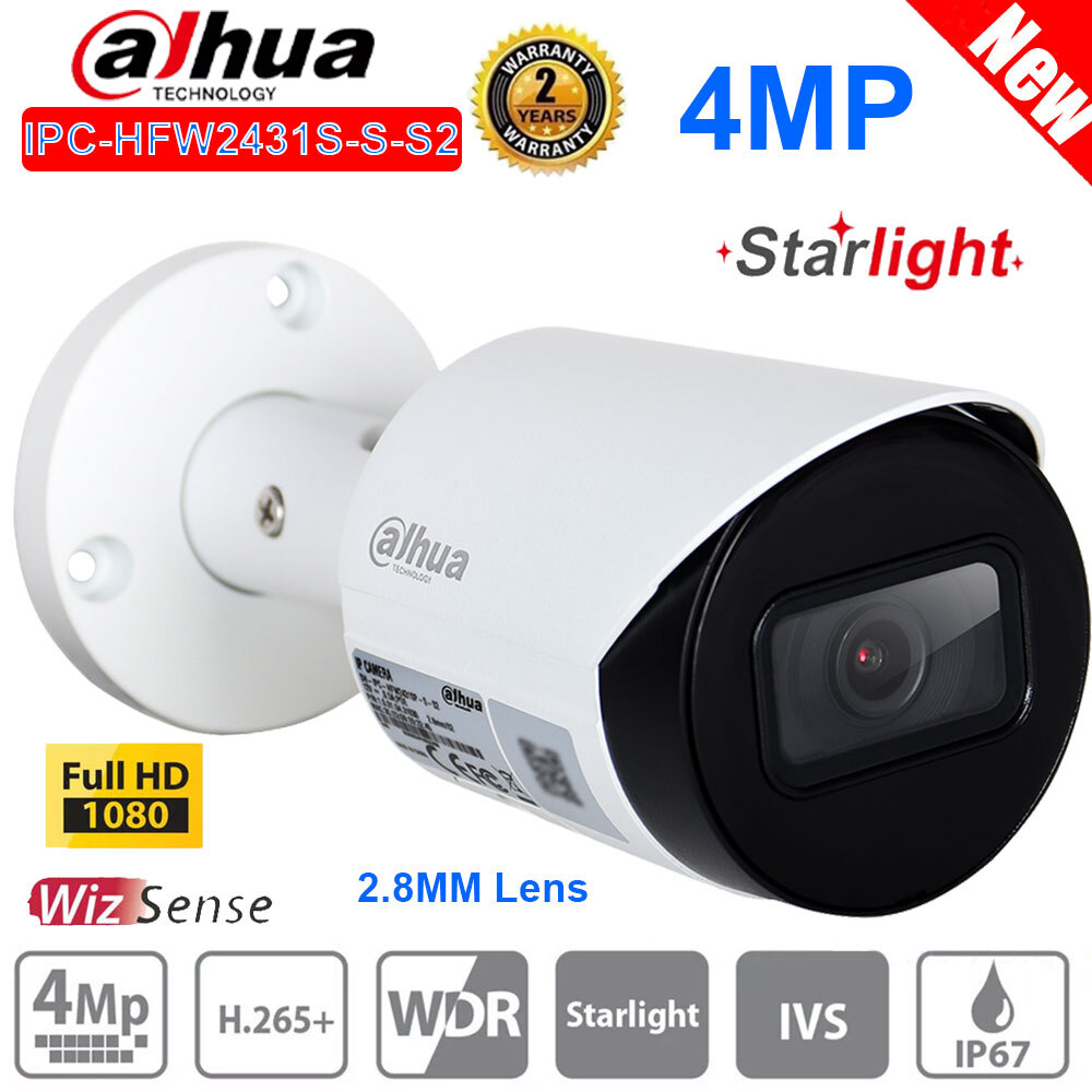 Dahua Brand New Bullet IPC-HFW2431S-S-S2 IR IP Camera WDR PoE 4MP Starlight NEW