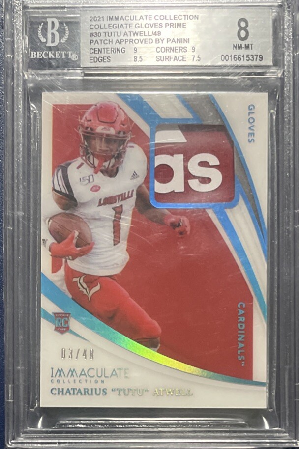 Tut Atwell 2021 Panini Immaculate Collegiate Rookie Holo Glove Patch SP 48