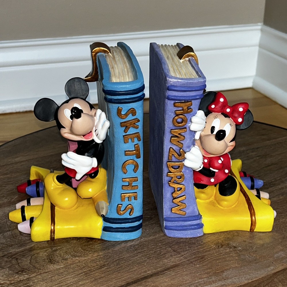 RARE Disney BOOKENDS Mickey and Minnie Mouse GREAT! Disney kids bedroom books