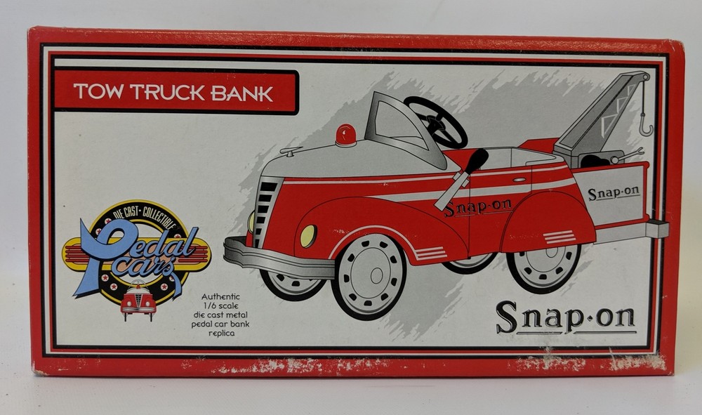 1999 CROWN PREMIUMS 1:6 Scale SNAP-ON Tow Truck Pedal Car Bank, SEALED IN BOX!