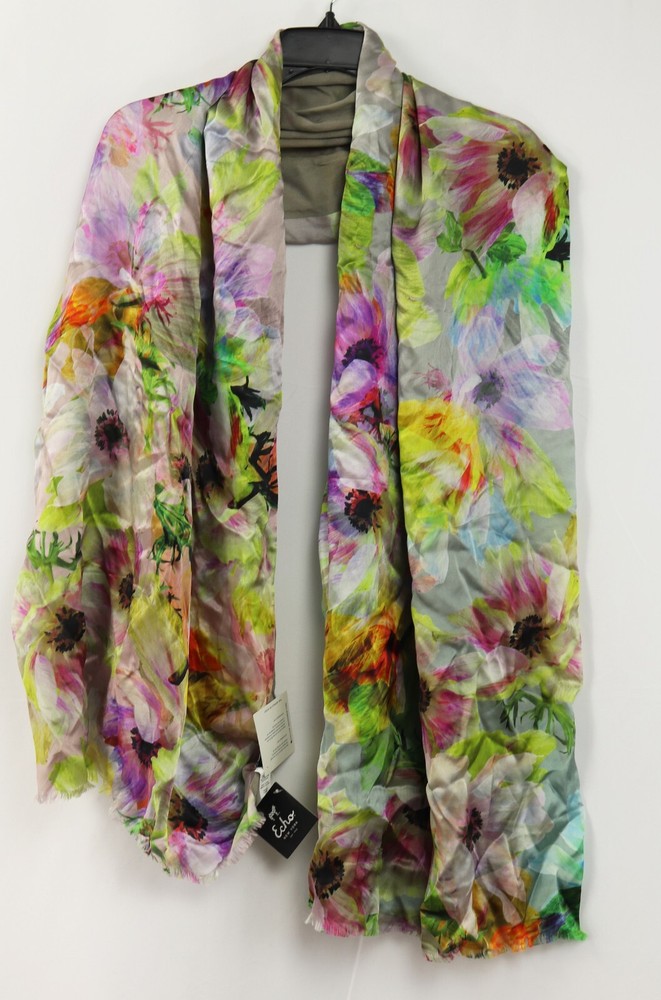 New Womens Echo Design Floral Print Double Layered Silk Shawl Wrap Scarf