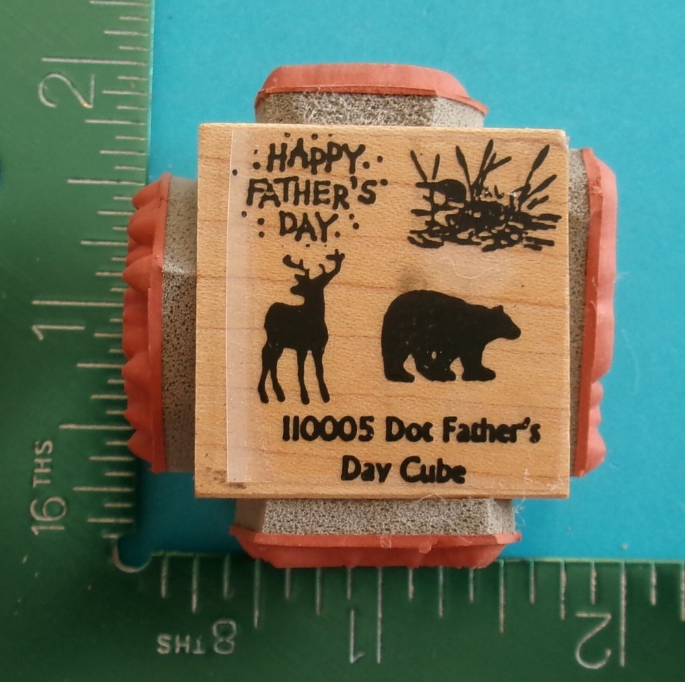 FATHERS DAY CUBE Rubber Stamps Cattails Deer Bear-image