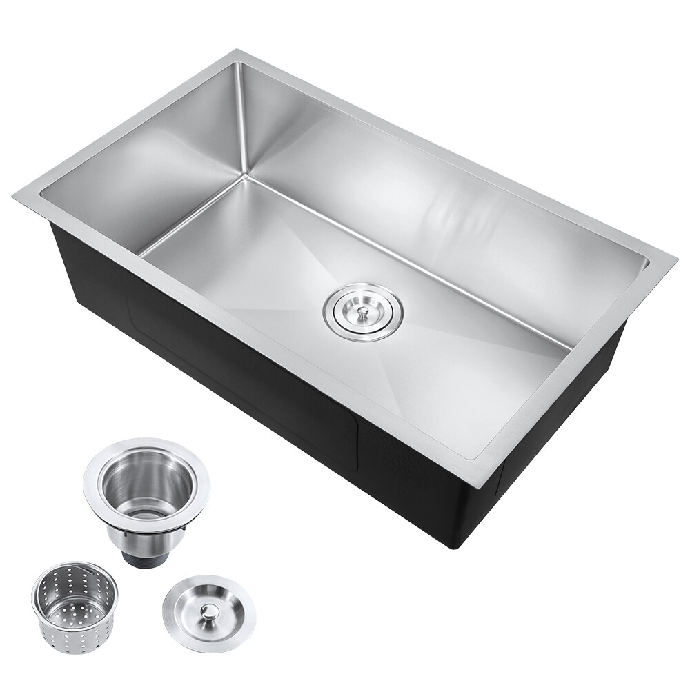 30'' Single Bowl 304 Stainless Steel Undermount Basin Handmade Kitchen Bar Sink