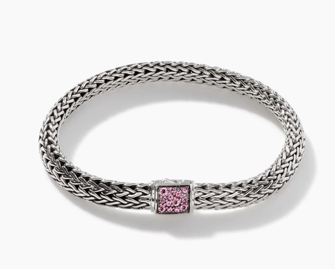 John Hardy Icon bracelet Sterling Silver 925 Reversible Diamond & Pink Tourmalin