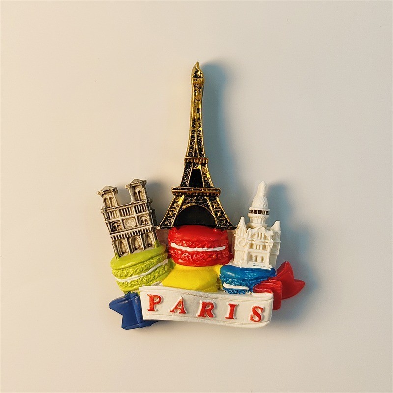 France Paris Landmark Eiffel Tower Arc Triomphe Tourist 3D Resin Fridge Magnet
