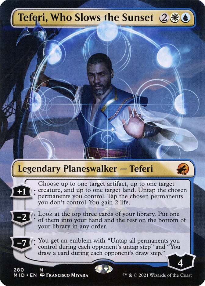 Teferi, Who Slows the Sunset (280) Borderless Innistrad: Midnight Hunt MID MTG