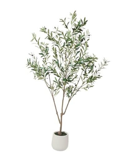 6ft Fake Olive Tree in Planter with Silk Leaves for Home or Office Decor