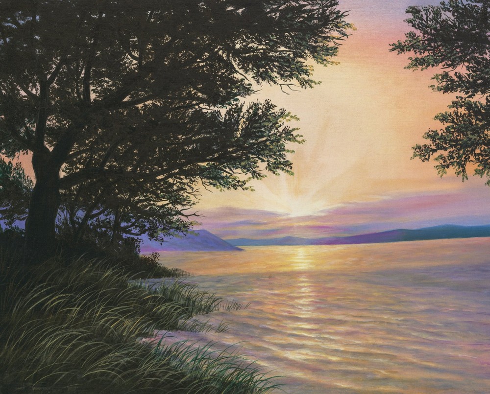 35-inch Fabric Panel by David Textiles Featuring Sunrise at Norris Lake Landscape