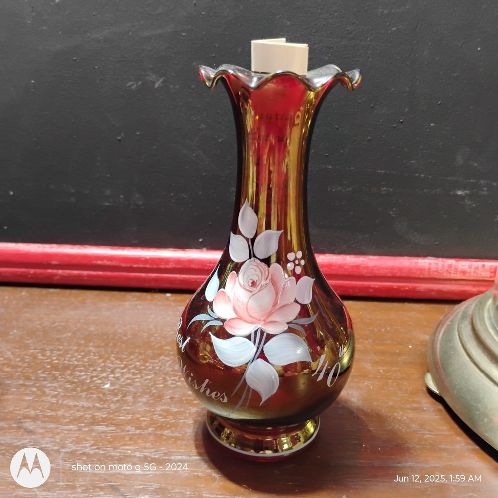 Small Westmoreland 40th Anniversary Hand-Painted Vase with COA