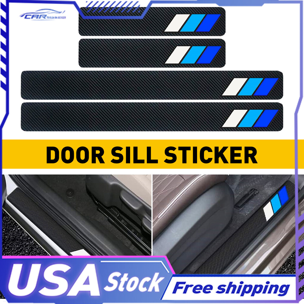 4X For Toyota Accessory Tri-Color Blue Car Door Sill Protector Plate Panel Cover