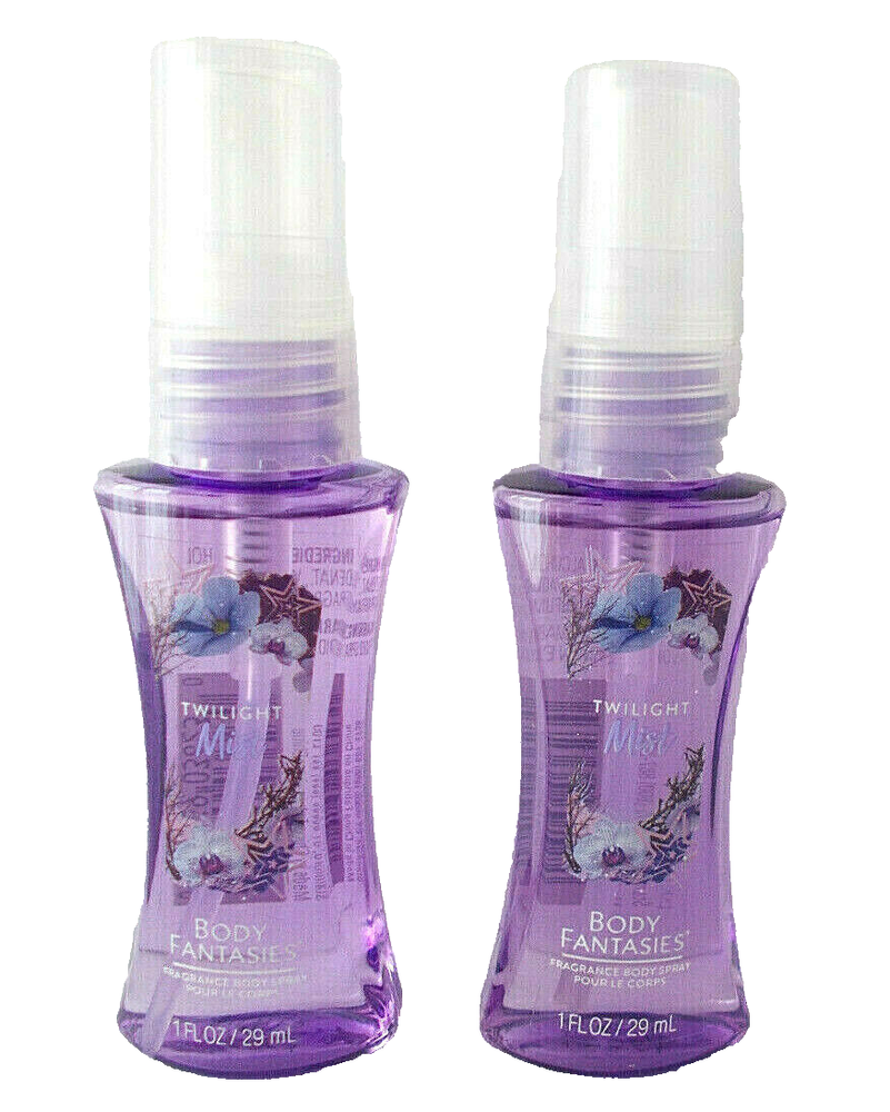 2X BODY FANTASIES Spray Perfume Fragrance Twilight Mist Purse Travel Size 1 oz