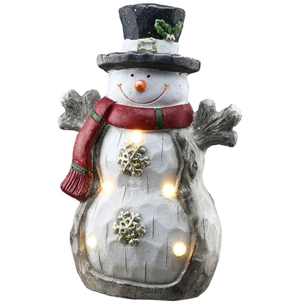 17 in. Snowman with Red Scarf, Black Hat & LED Lights