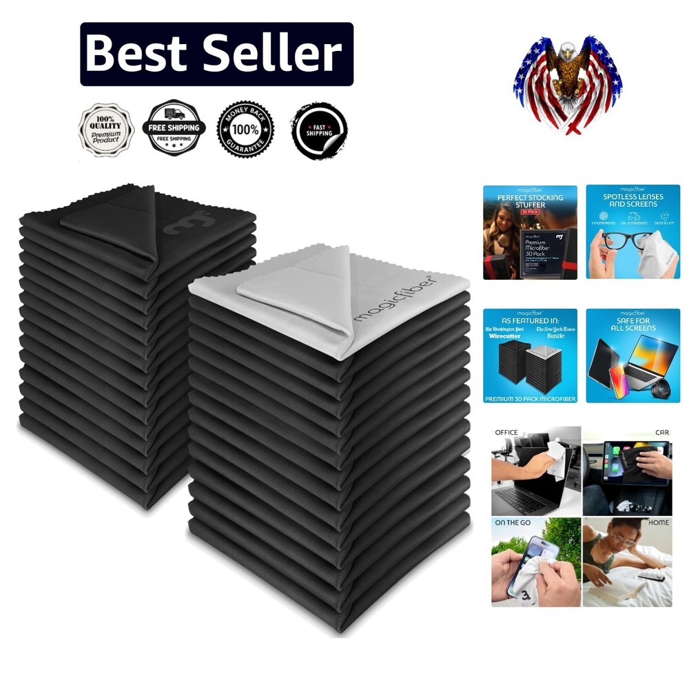 High-Quality Microfiber Cleaning Cloths - 30 Pack for All Delicate Surfaces