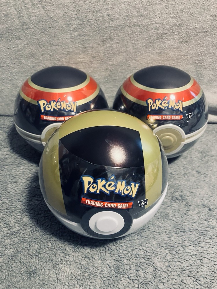 3 New Sealed Pokemon TCG Poke Ball Tins with Booster Packs & Coin Inside Check It Out