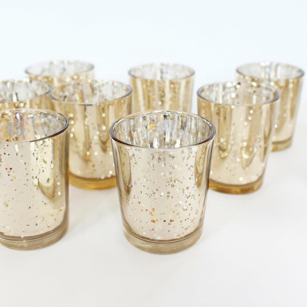Gold-Speckled WGV Tea Light Holder - 2.2x2.75
