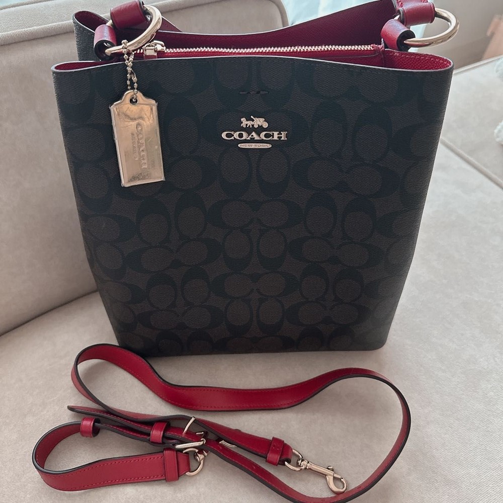 COACH Signature 2-Way Vertical Tote Shoulder Bag Crossbody Used Multiple Times