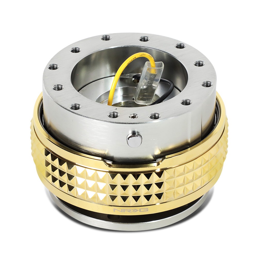 NRG Aluminum Steering Wheel Quick Release Adapter Gun Metal/Gold Pyramid Ring
