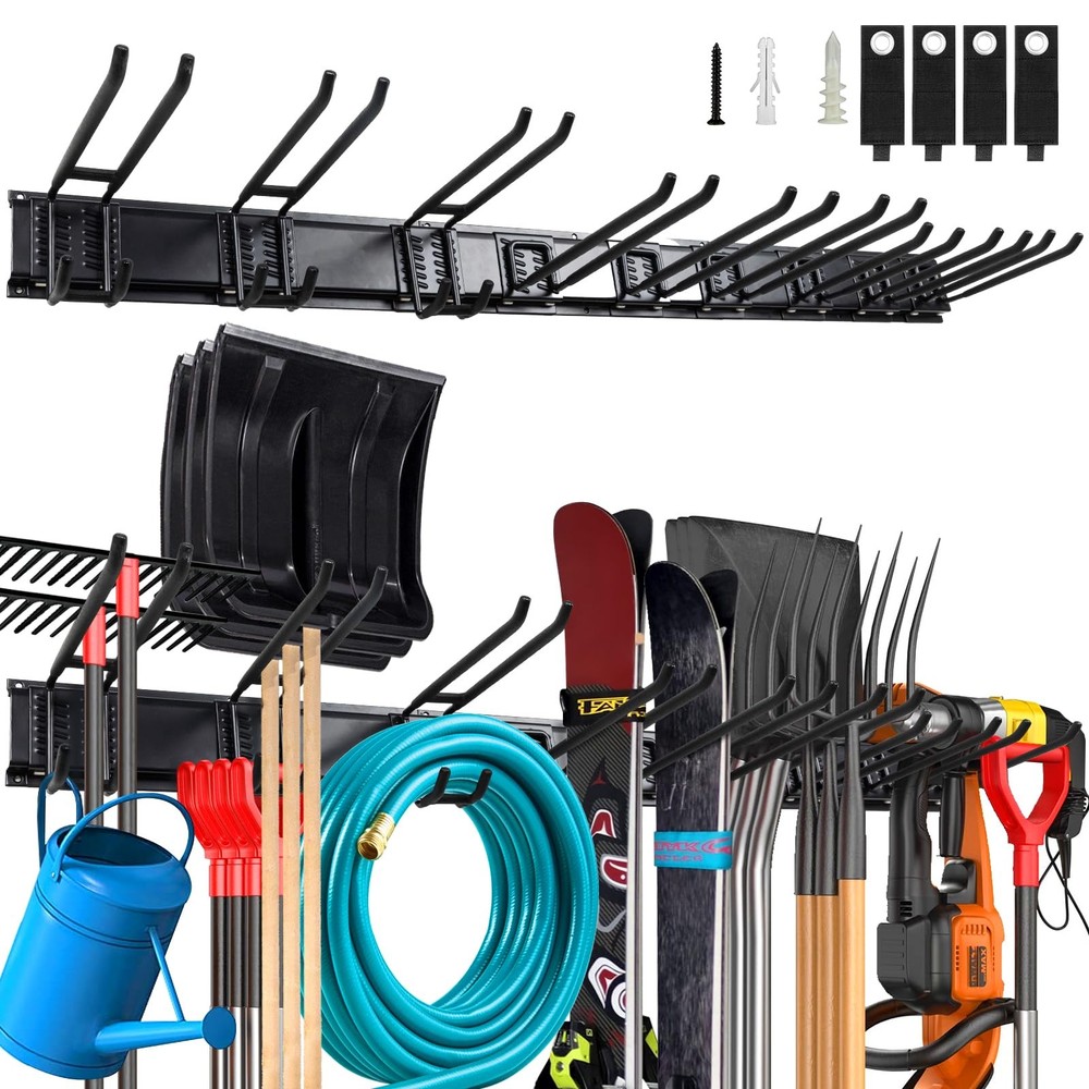 Wall Mount Garage Tool Organizer 68in Holds 730lbs Garden Storage Rack