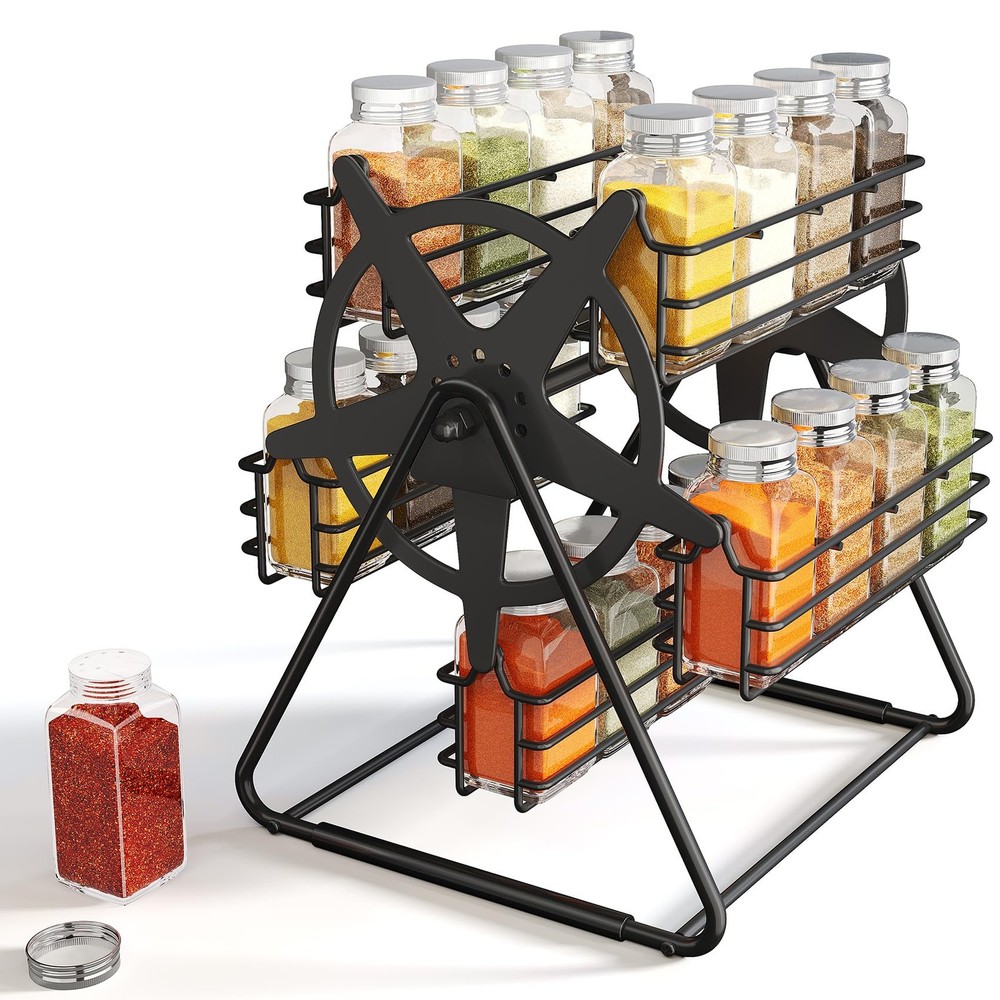 Rotating Spice Rack Organizer for Large Cabinets Kitchen Countertop with Thic...