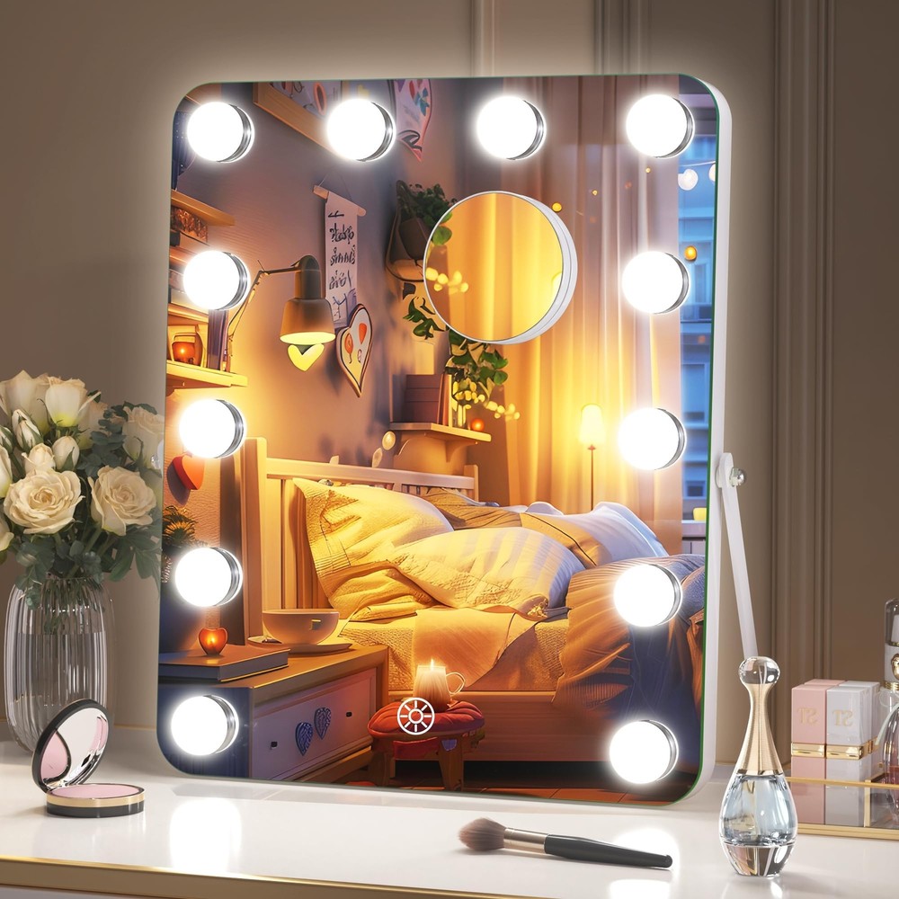 Hollywood Vanity Mirror with LED Lights 12x14 Inch 3 Lighting Modes