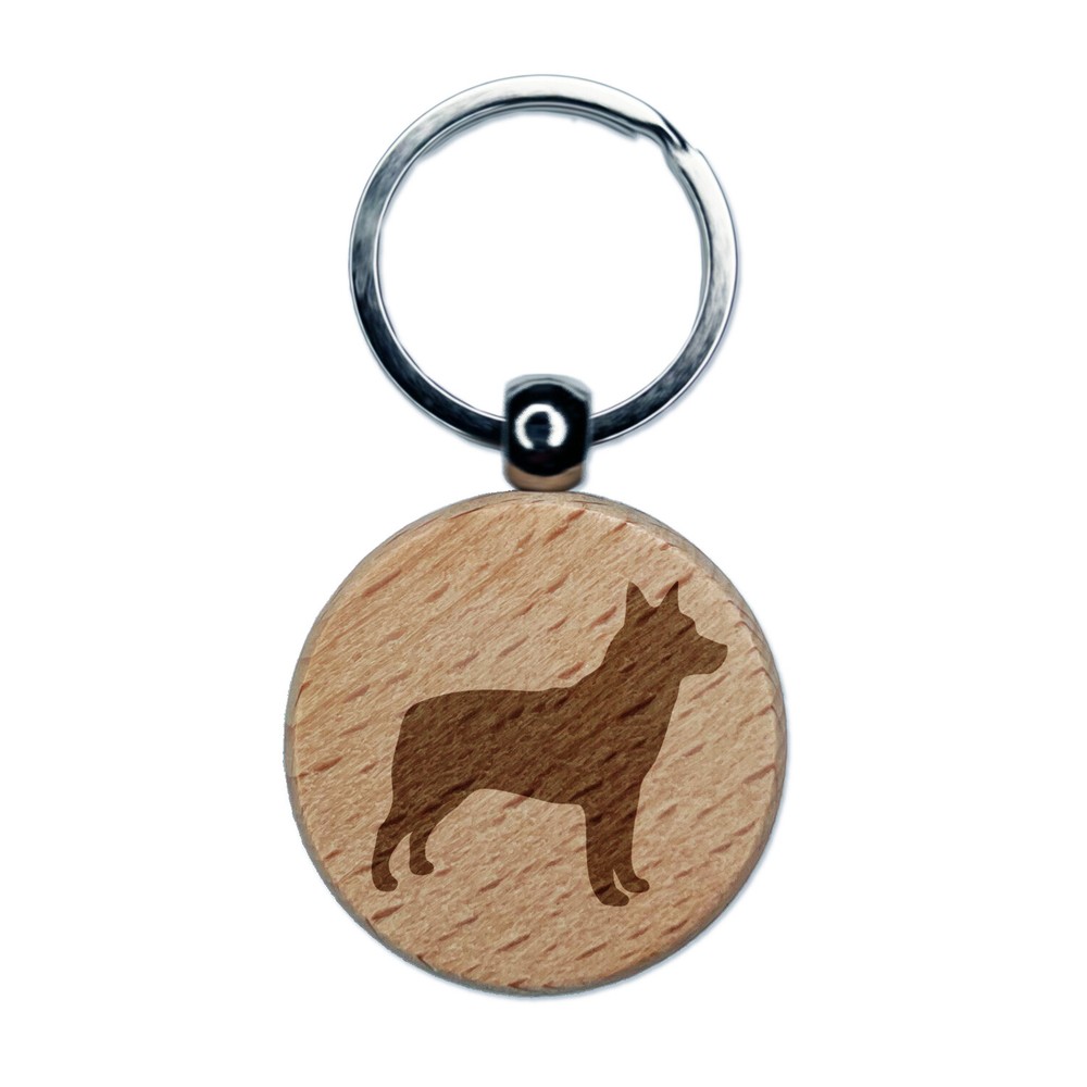 Australian Cattle Dog Solid Engraved Wood Round Keychain Tag Charm