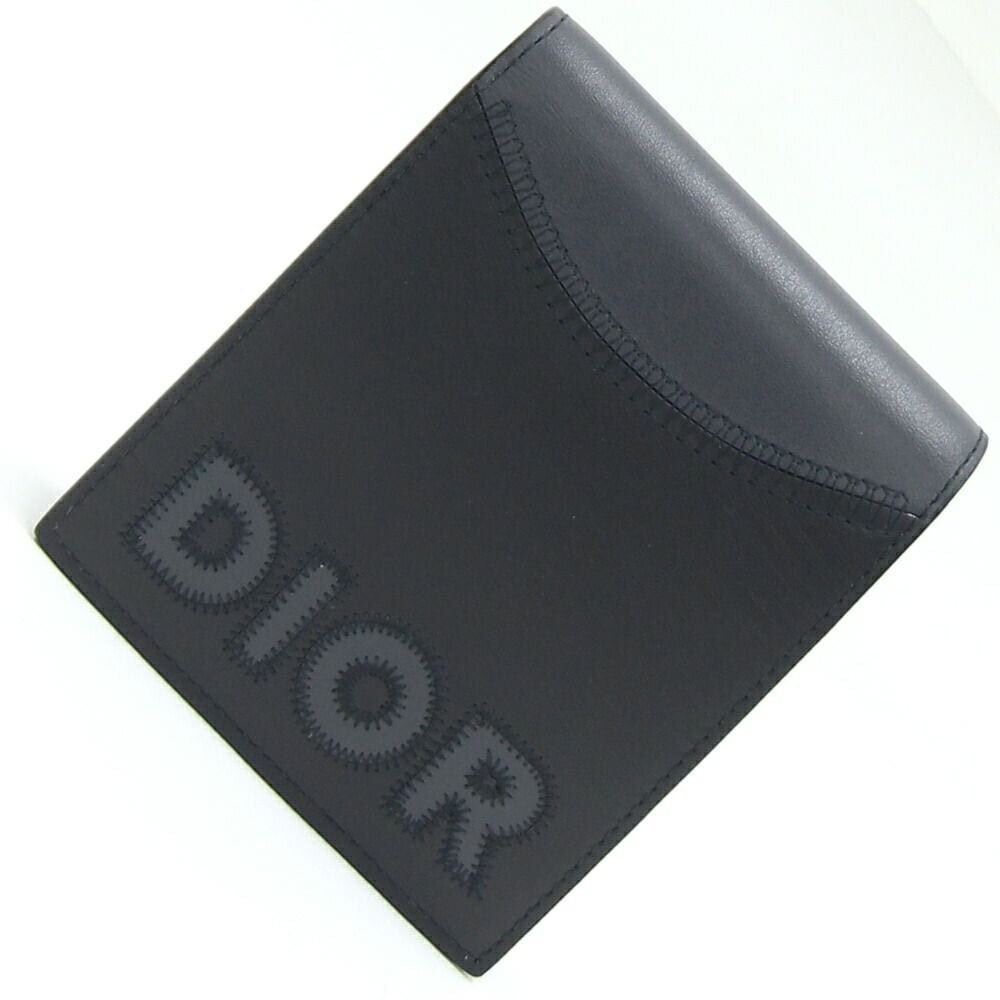 Dior Bifold Wallet in Black Gray Leather Authentic 2ESBC027MDE
