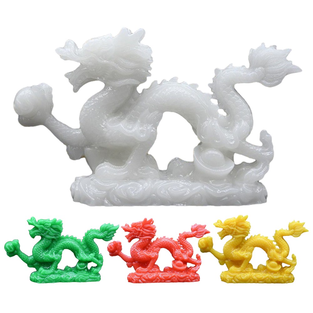 Jade Resin Dragon Statue for Year of the Dragon Feng Shui Home Decor