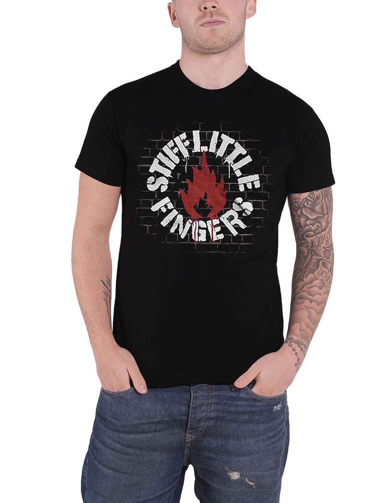 Stiff Little Fingers Official Mens Band Logo Black T-Shirt