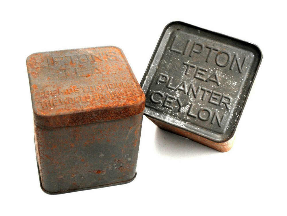 1920s Lipton Tea Tins Antique Teaware Ceylon Metal Tin Storage Container Box Set