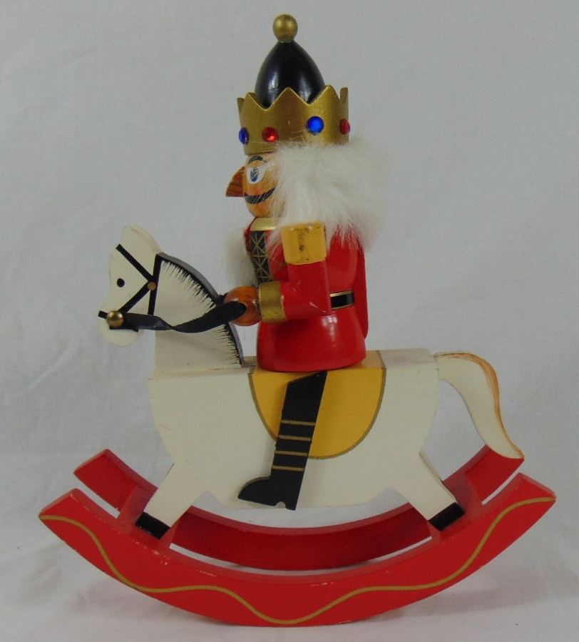 Vintage Wooden Nutcracker King On Rocking Horse Christmas Decor 12