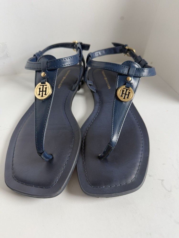 Tommy Hilfiger Jahli Blue Navy Flat Sandals for Women Size 7.5M