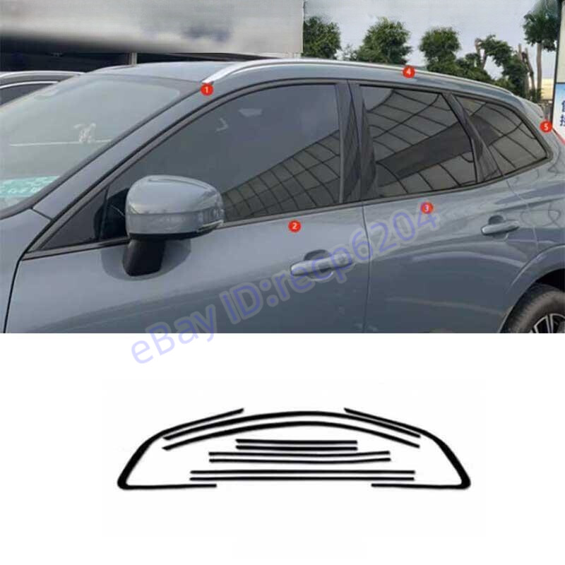 Black Titanium Windows Strip Sill Molding Cover Trim For Volvo XC60 2019-2024