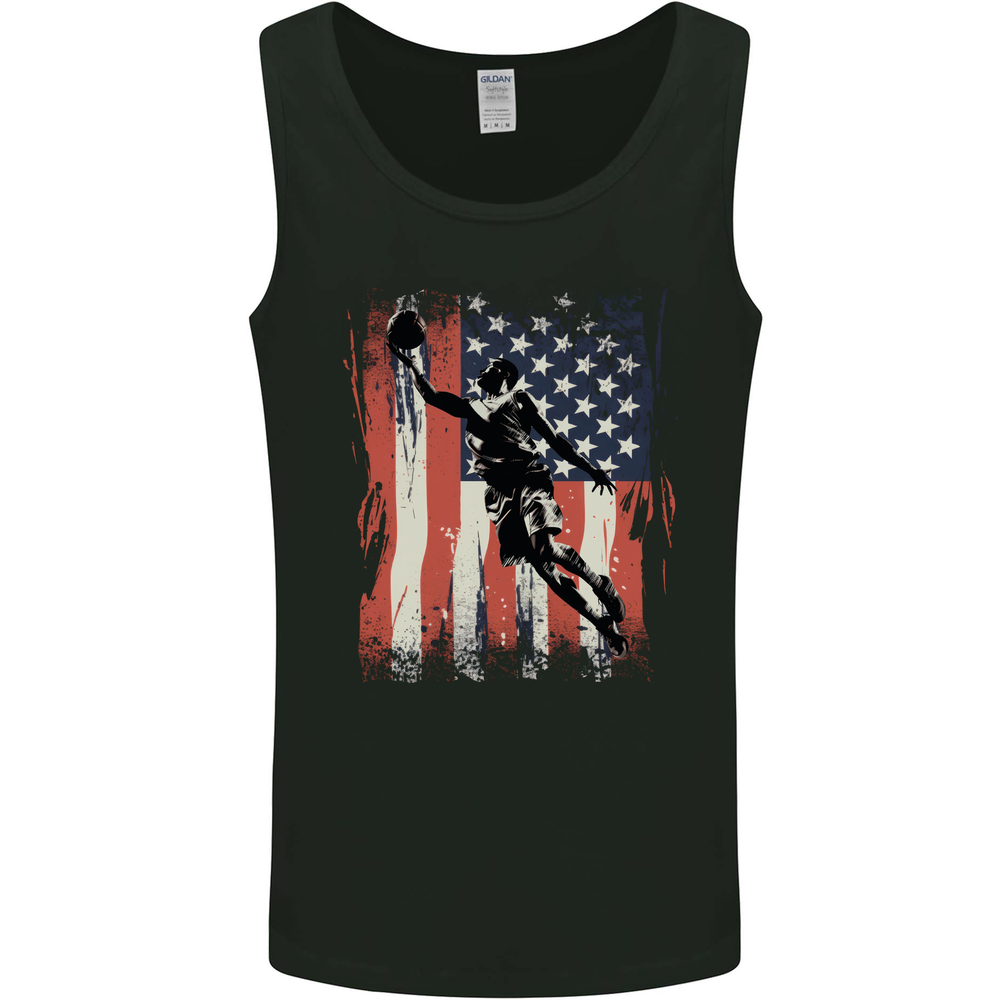 Basketball Player Flag USA America Mens Vest Tank Top