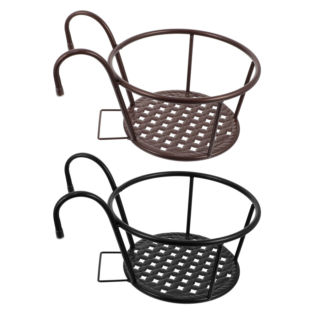 2 PCS Fence Outdoor Wall Planters Flower Pot Stand Rack Hanging Holder