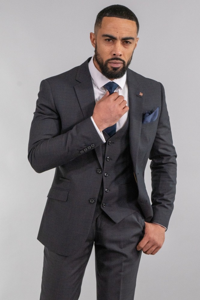 Cavani Men’s Slim Fit Suit in Charcoal Grey 3-Piece Set Clearance Sale Was £225-image