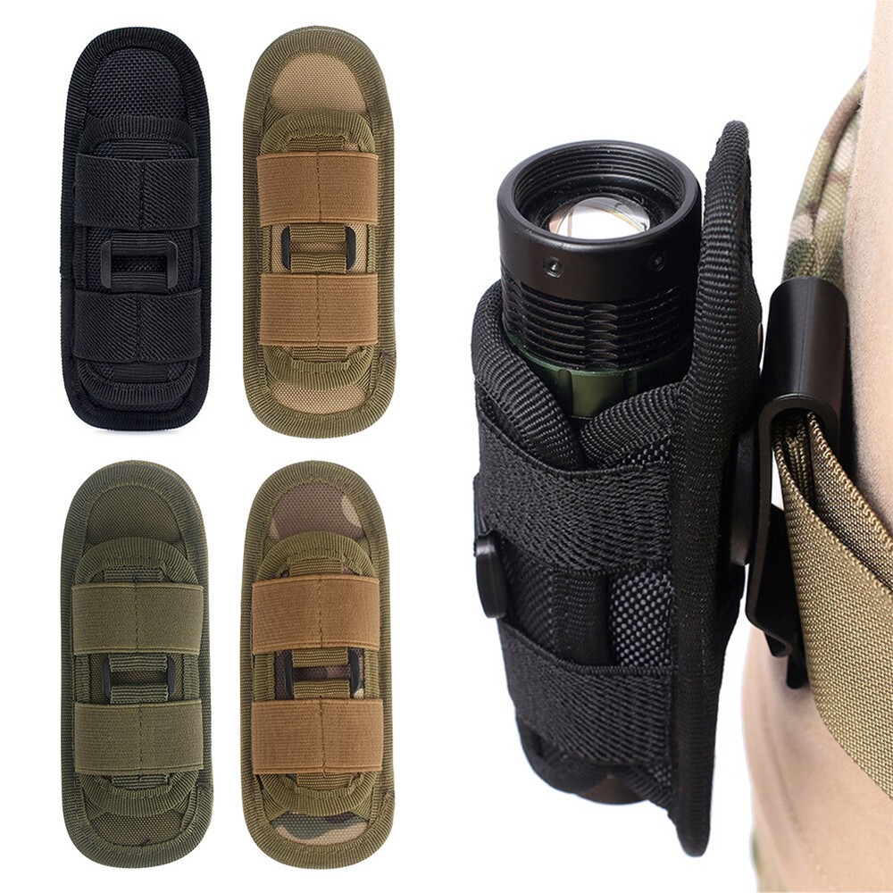 360° Rotatable Flashlight Bag Holster Tactical Molle Torch Case Belt Torch Cover