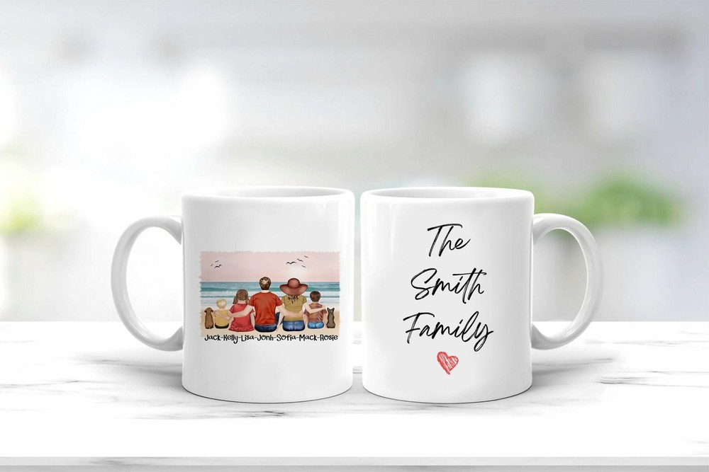Custom Family Mug Personalized Family Mug Family Portrait Mug Family Pets Mug