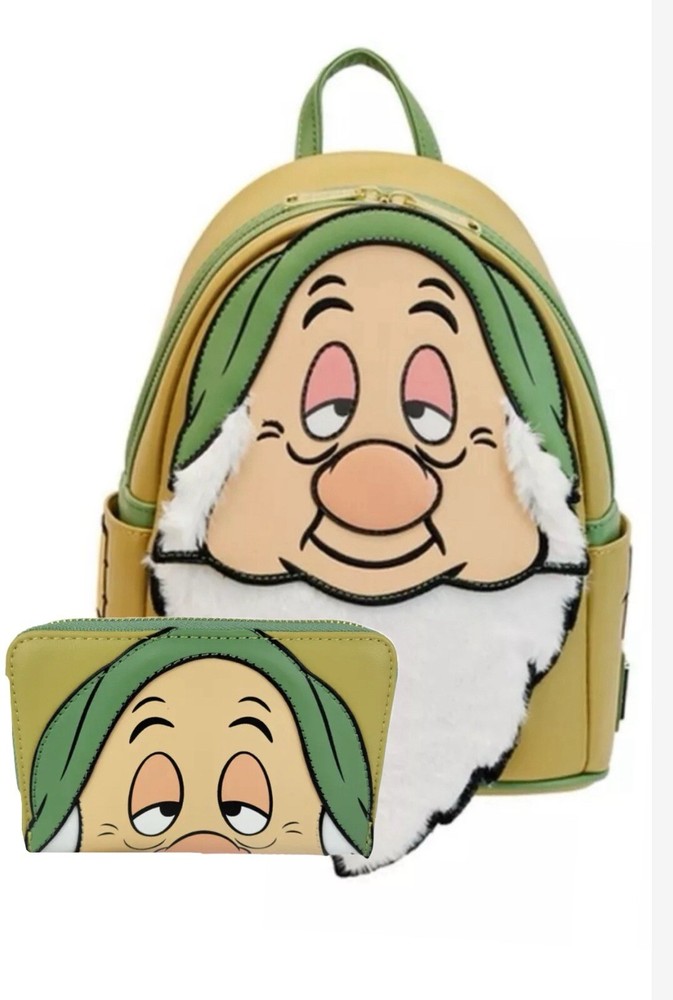 Disney Loungefly Snow White Sleepy Dwarfs Backpack & Wallet Set NWT New