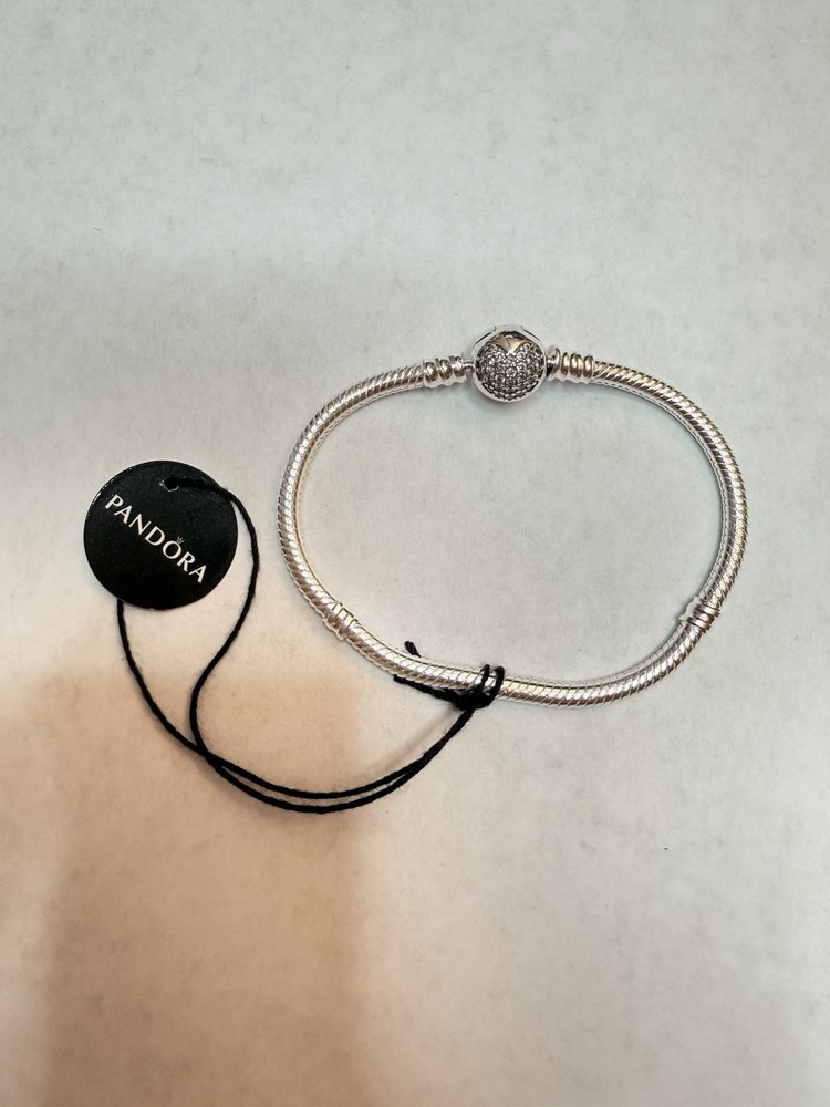 Pandora Moments Sparkling Heart Clasp Snake Chain Bracelet 17 Cm