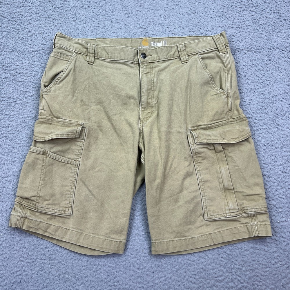 Carhartt Rugged Flex Relaxed Fit Canvas Cargo Work Short 38 Beige 10
