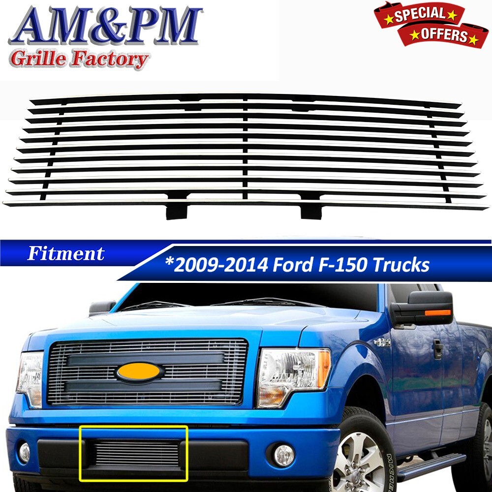 Fits 2009-2014 Ford F-150 Pickup Truck Grill Billet Grille Bumper Insert Chrome