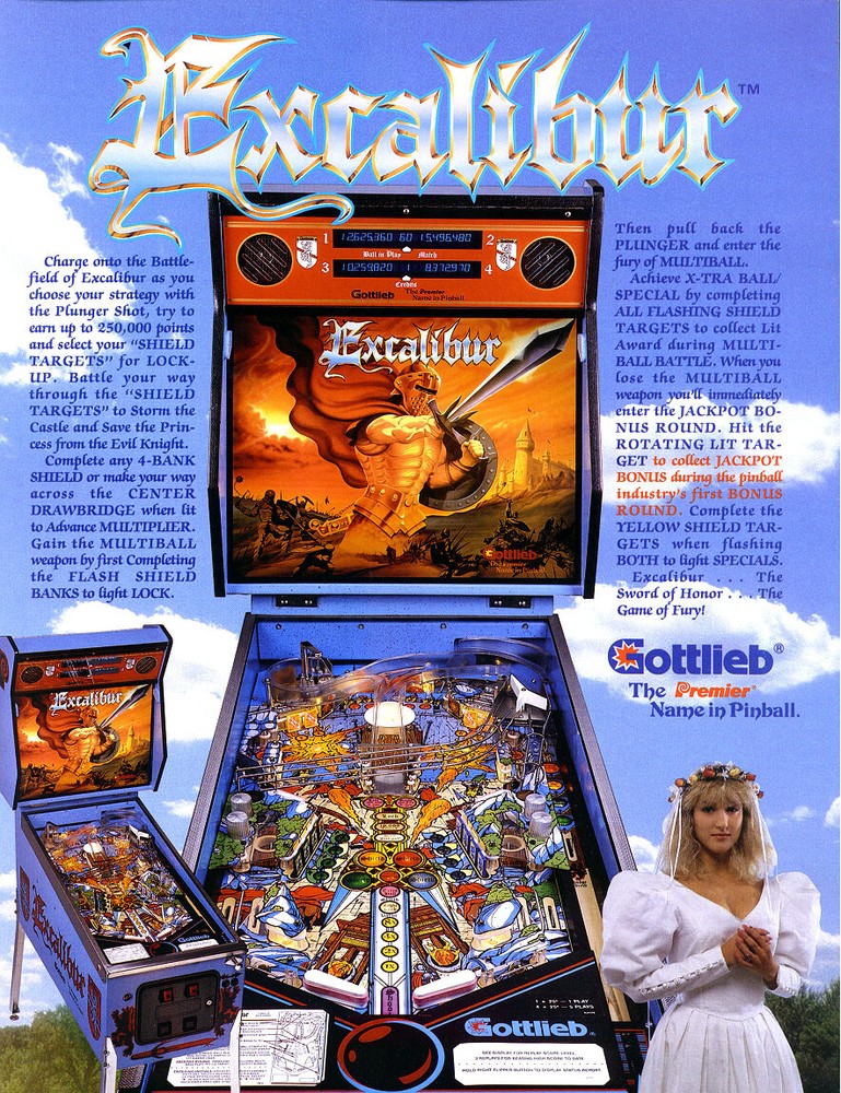 Excalibur Pinball Promo FLYER Original NOS Medieval Retro Vintage Promo Art